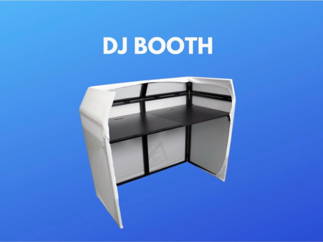  dj booth, comes with black and white lycra covers.  