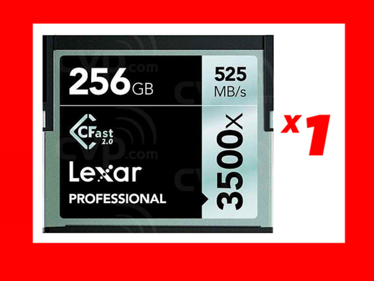 (1) lexar 256gb 3500x cfast 2.0 card