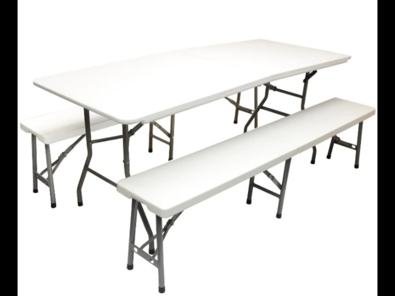 1 trestle folding table and 1 folding bench