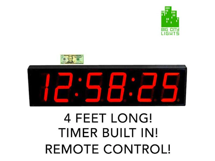 1' x 4' giant led clock with timer and remote