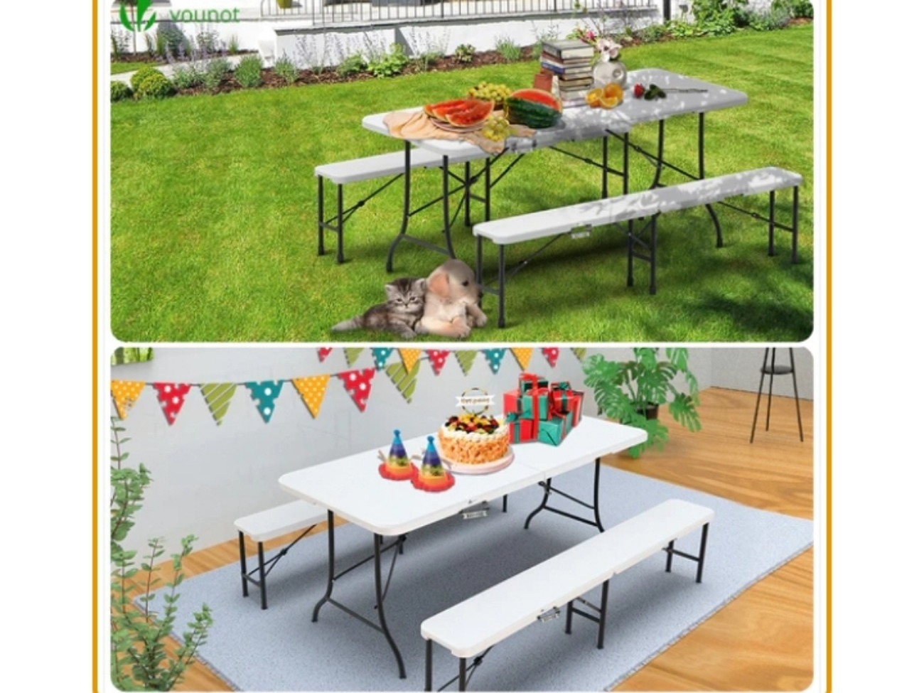 8 piece folding tables & benches for events &  picnic 
