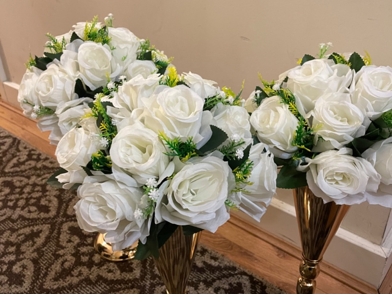 10 white fake flower ball arrangement bouquet