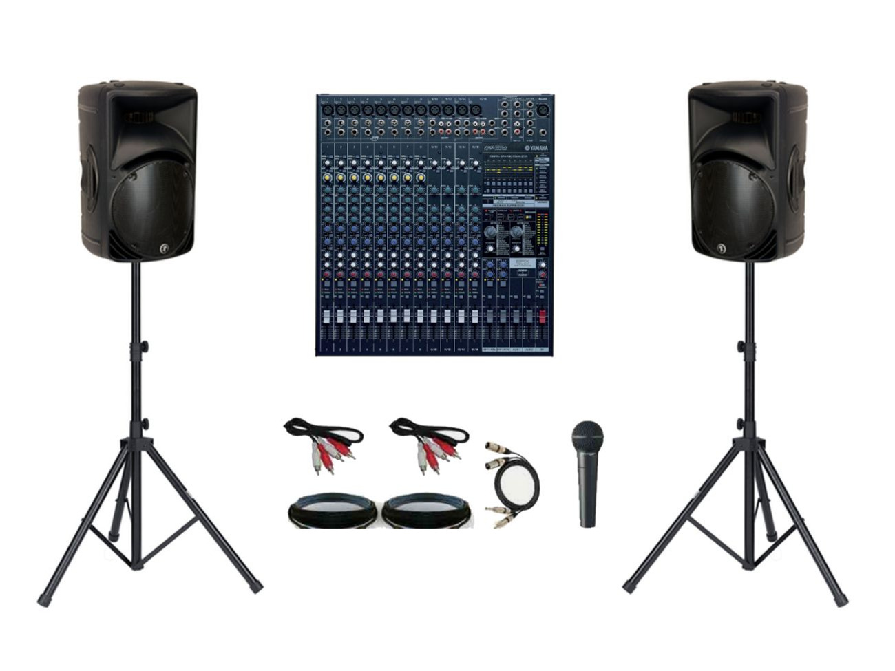 1000w band/music pa sound (speakers, 16ch mixer,cables)