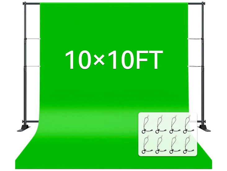 10x10ft (3x3m) chromakey green screen and support frame