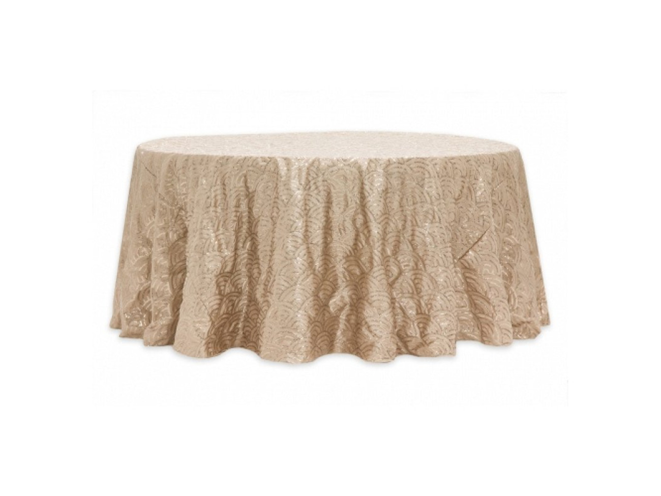 120" round mermaid scale sequin champagne tablecloth
