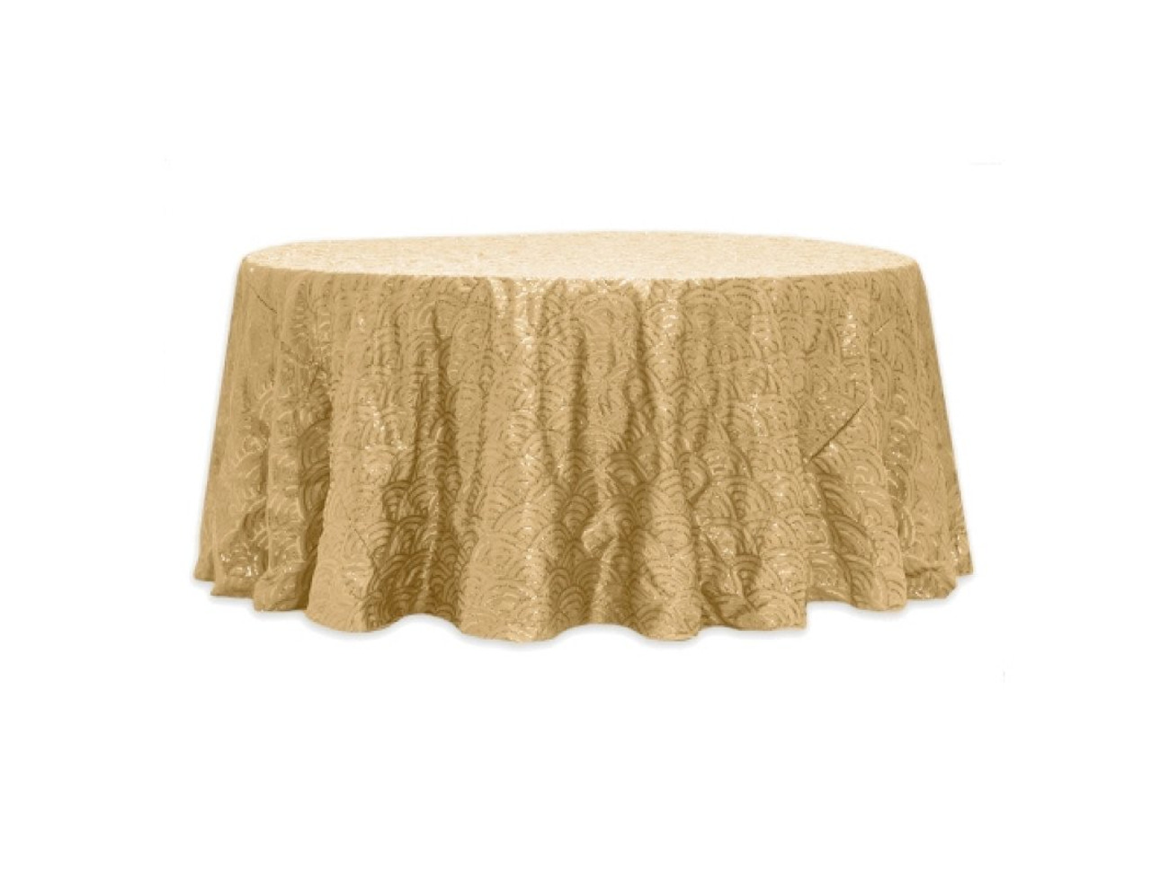 120" round mermaid scale sequin gold tablecloth