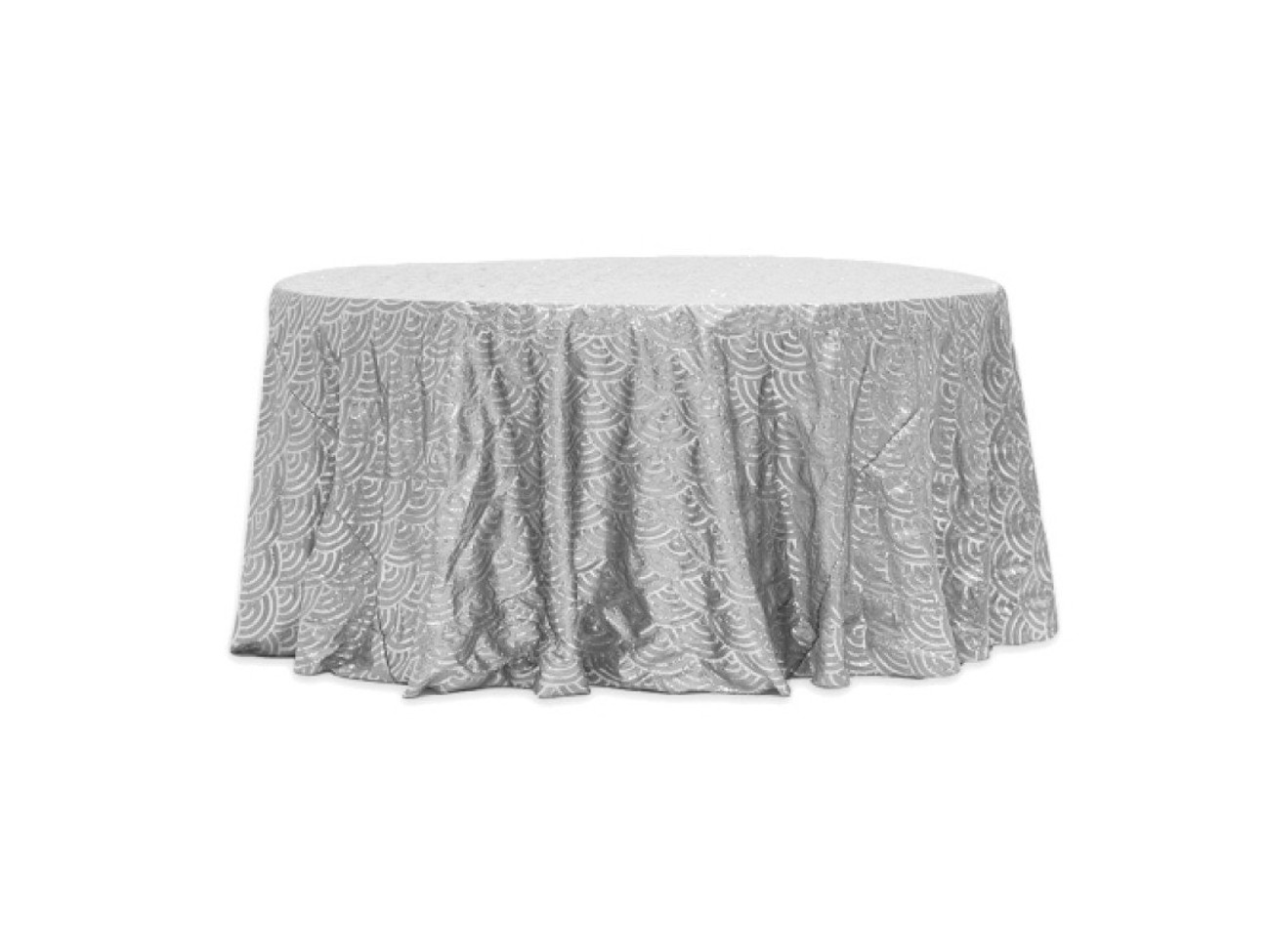 120" round mermaid scale sequin silver tablecloth