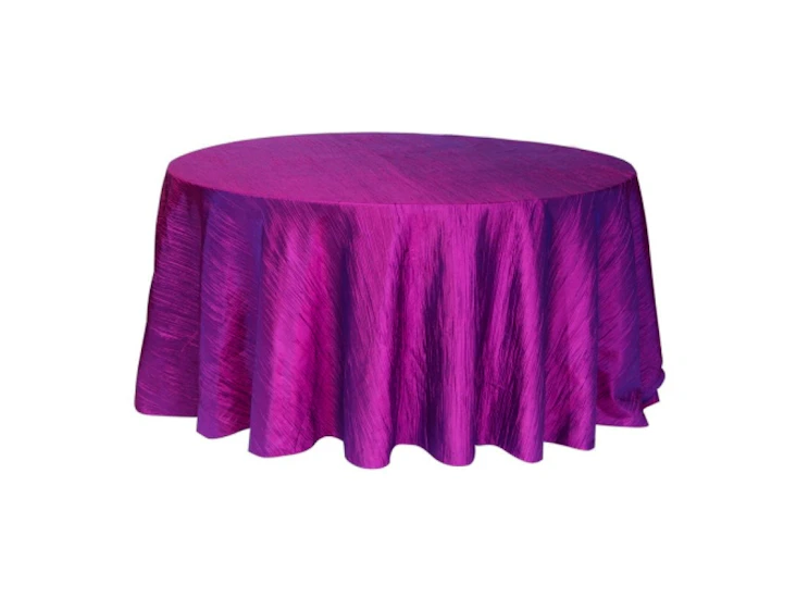 120" round purple crinkle taffeta tablecloth