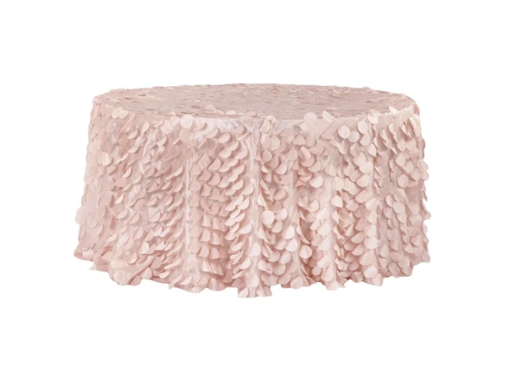 120" round rose petals taffeta blush pink tablecloth