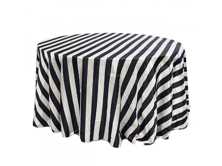 120" round white/ black satin tablecloth