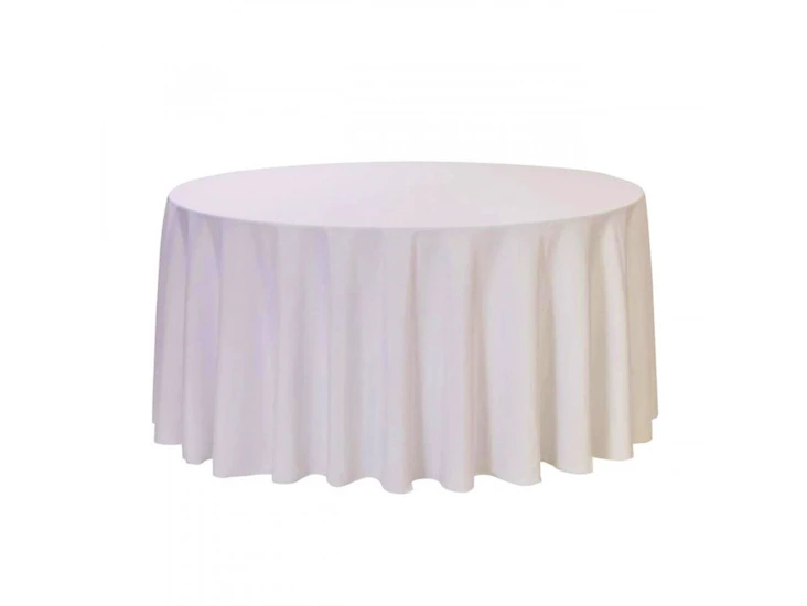 120'' round white polyester tablecloth