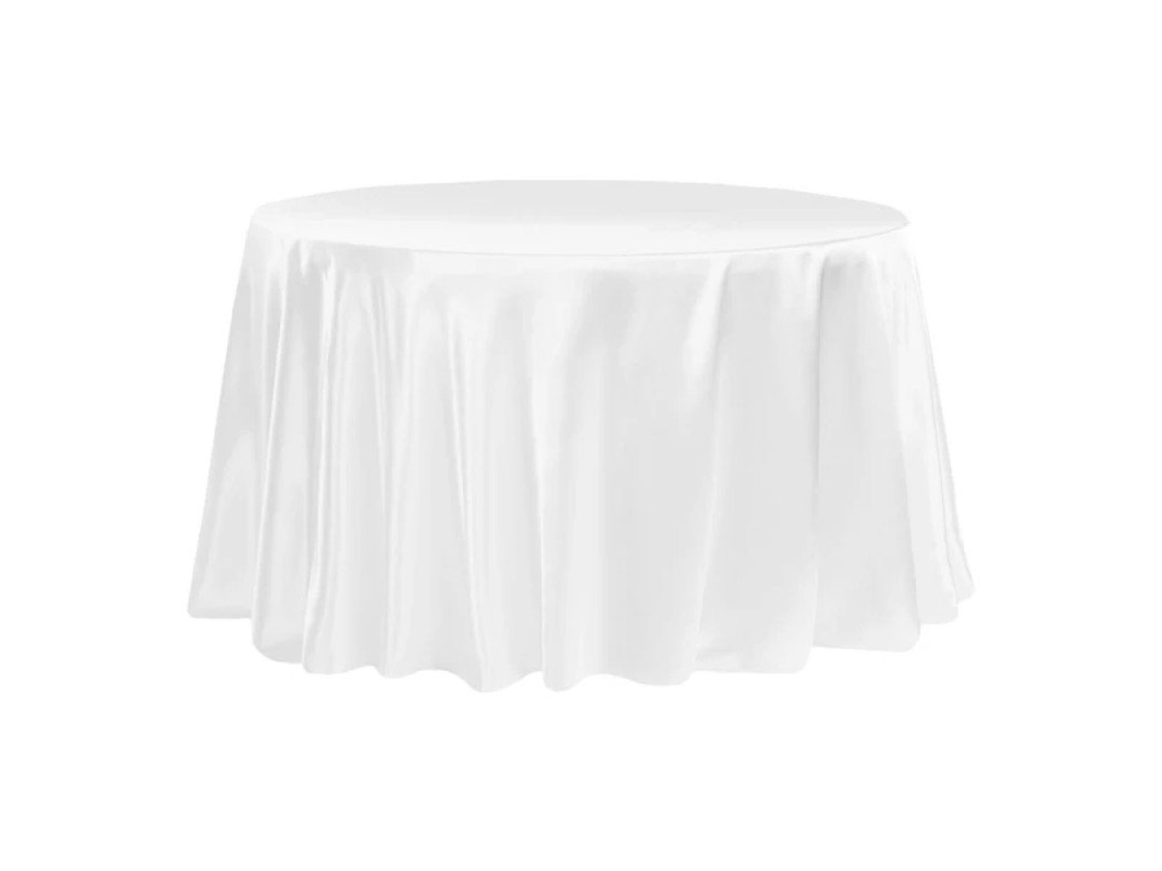 120" round white satin taffeta tablecloth
