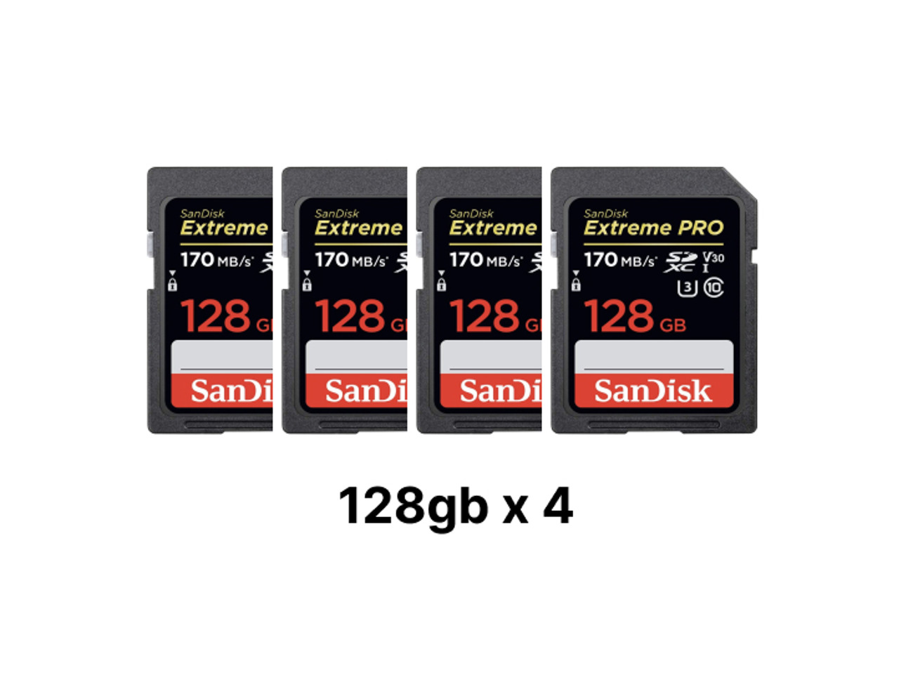 128gb sd card x 4 (sandisk 170mb)