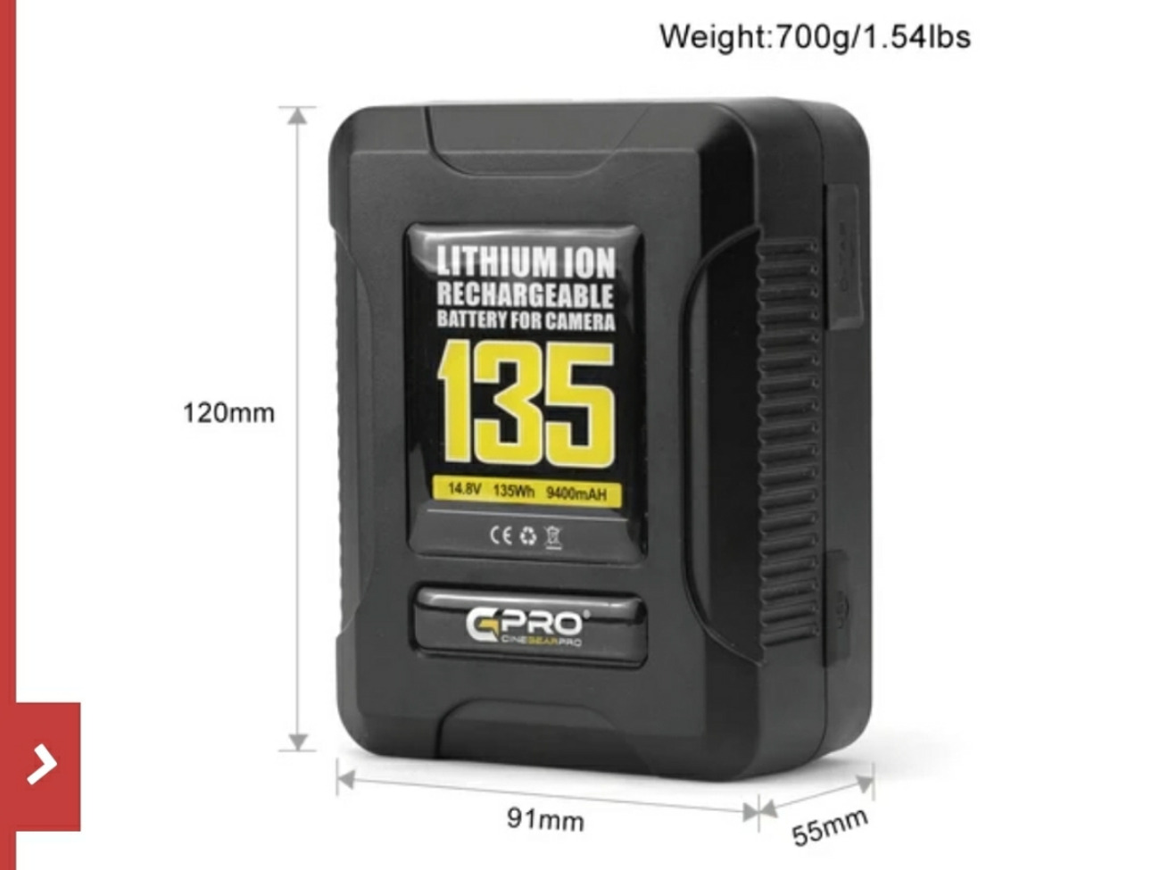 X2 **135wh** cgpro ultra small mini v-lock/v-mount battery

