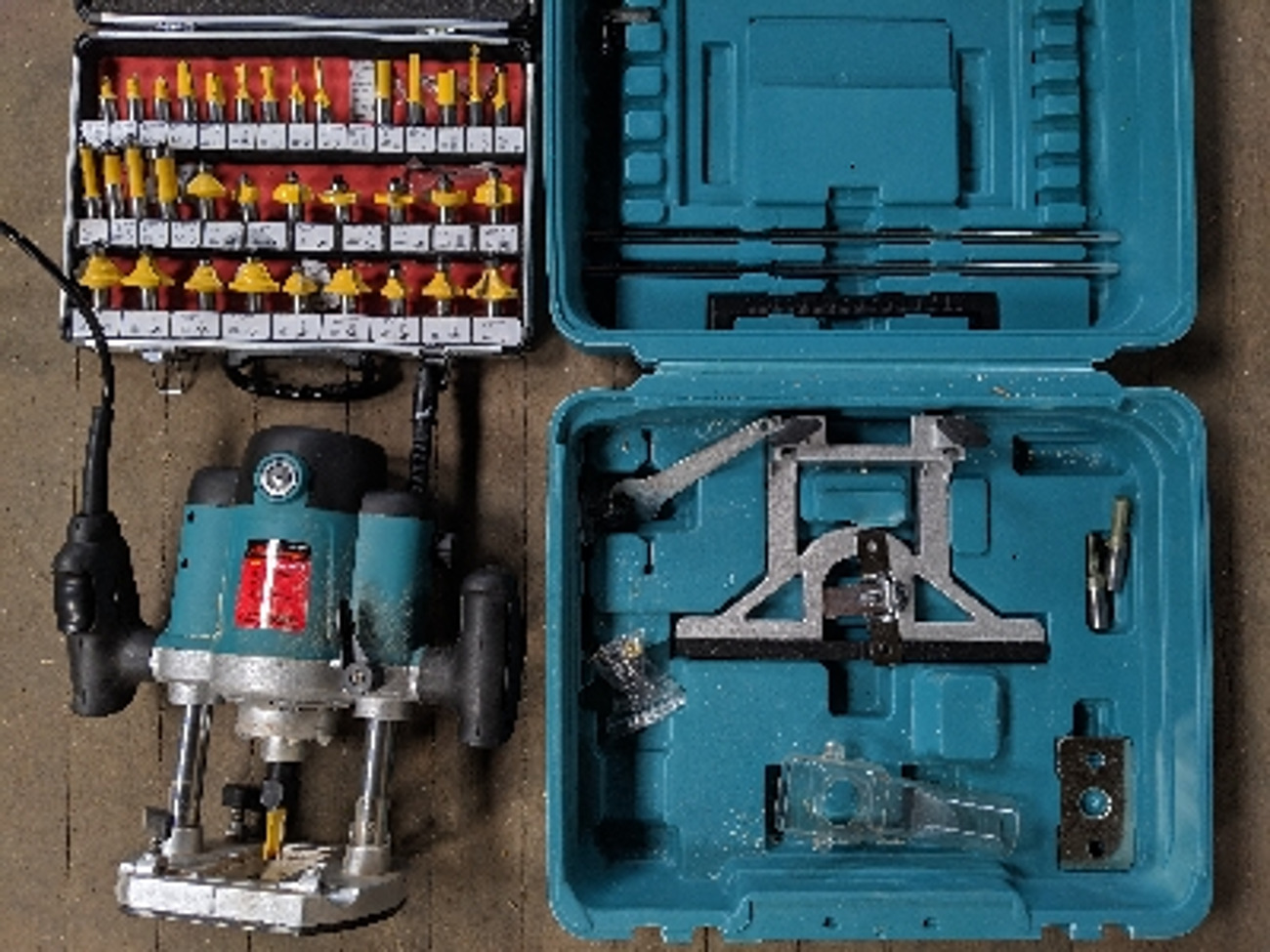 1500w router for woodworking with 35 piece bit set