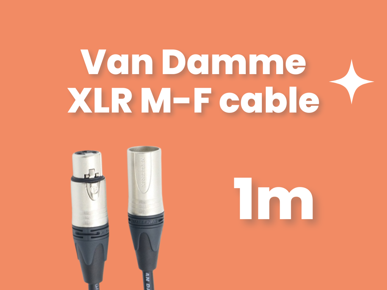 1m van damme xlr microphone cable with neutrik connectors