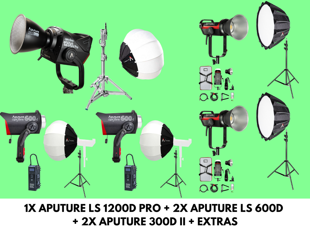 1x aputure ls 1200d pro + 2x aputure ls 600d + 2x aputure 300d ii mk2 video led