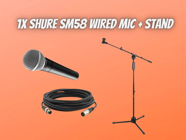 1x shure sm58 wired microphone + stand