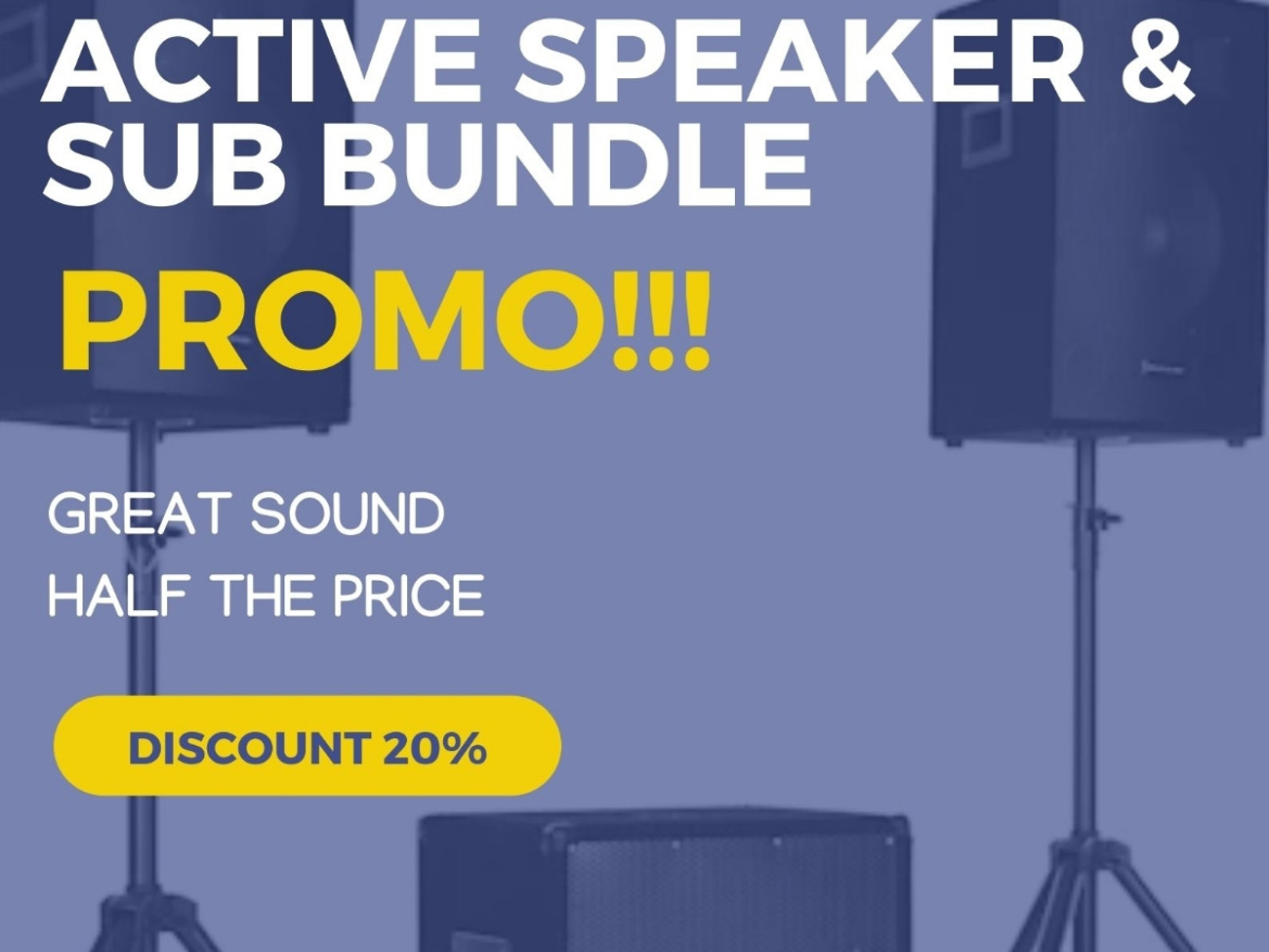 2 x 800w speakers with 1.2kw sub