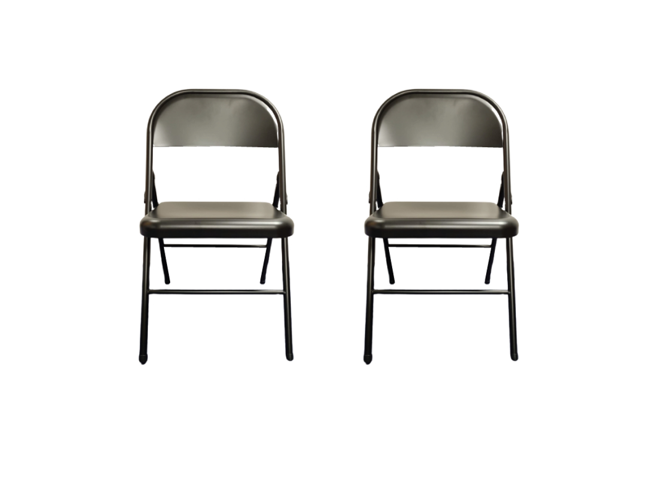 2 black metal folding chairs for events/parties/stalls