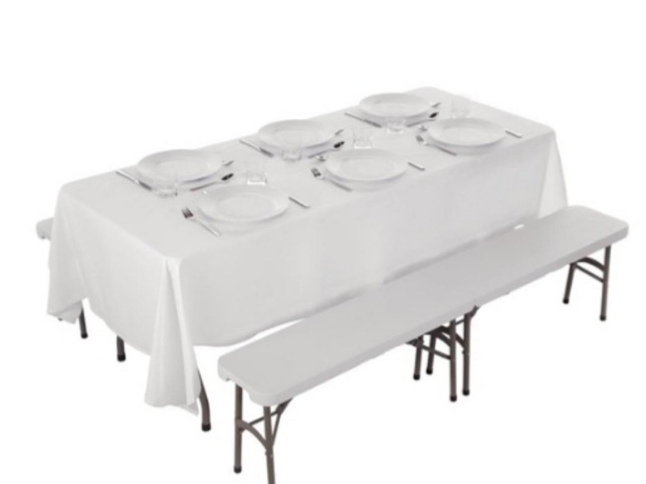 2 folding benchs & 2 trestle tables 