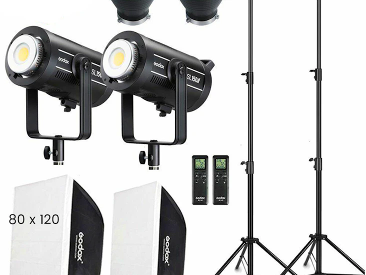 2 piece kit : godox sl150 ii mains cob light with diffuser