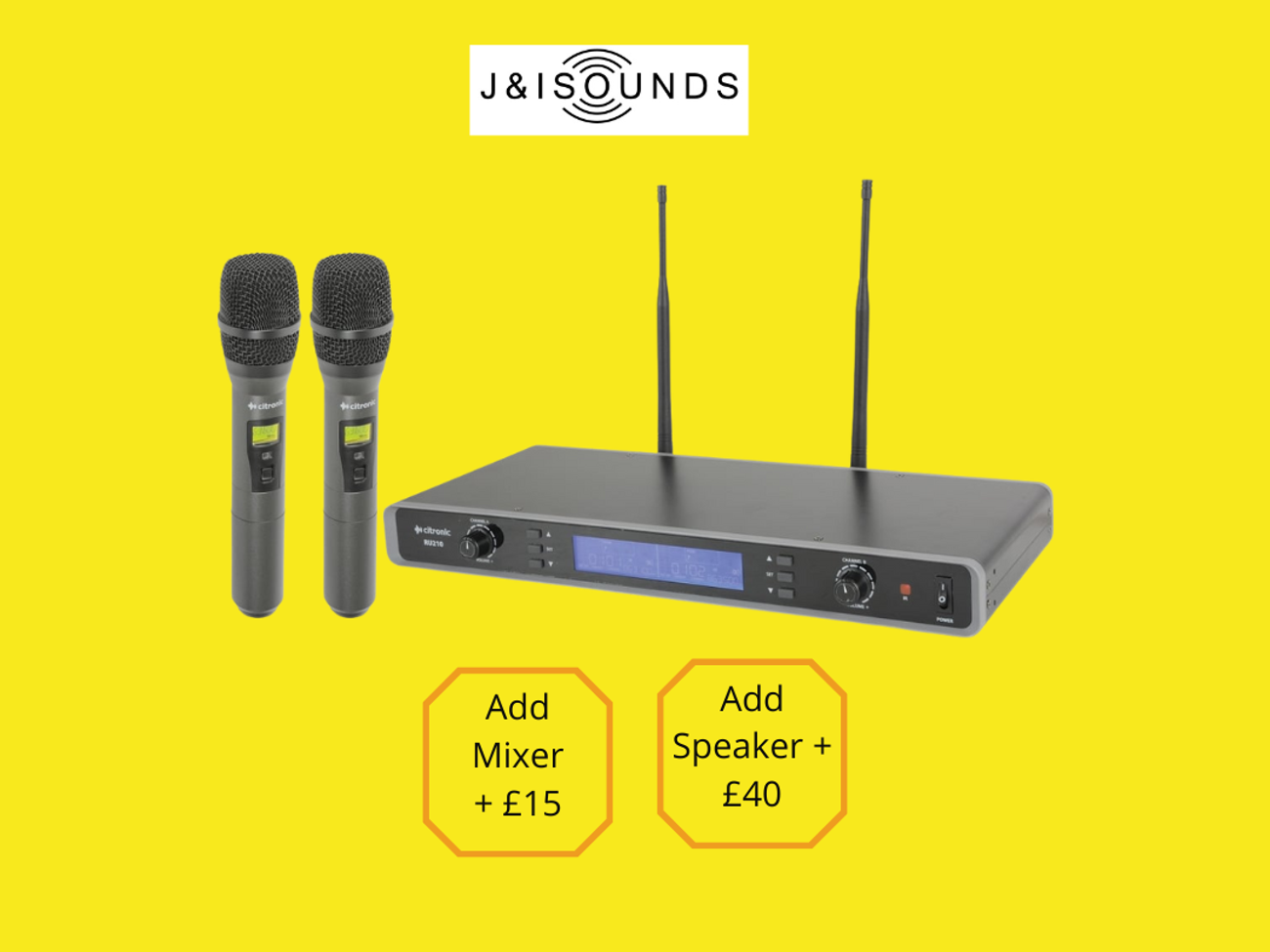 2 wireless microphones + cables
