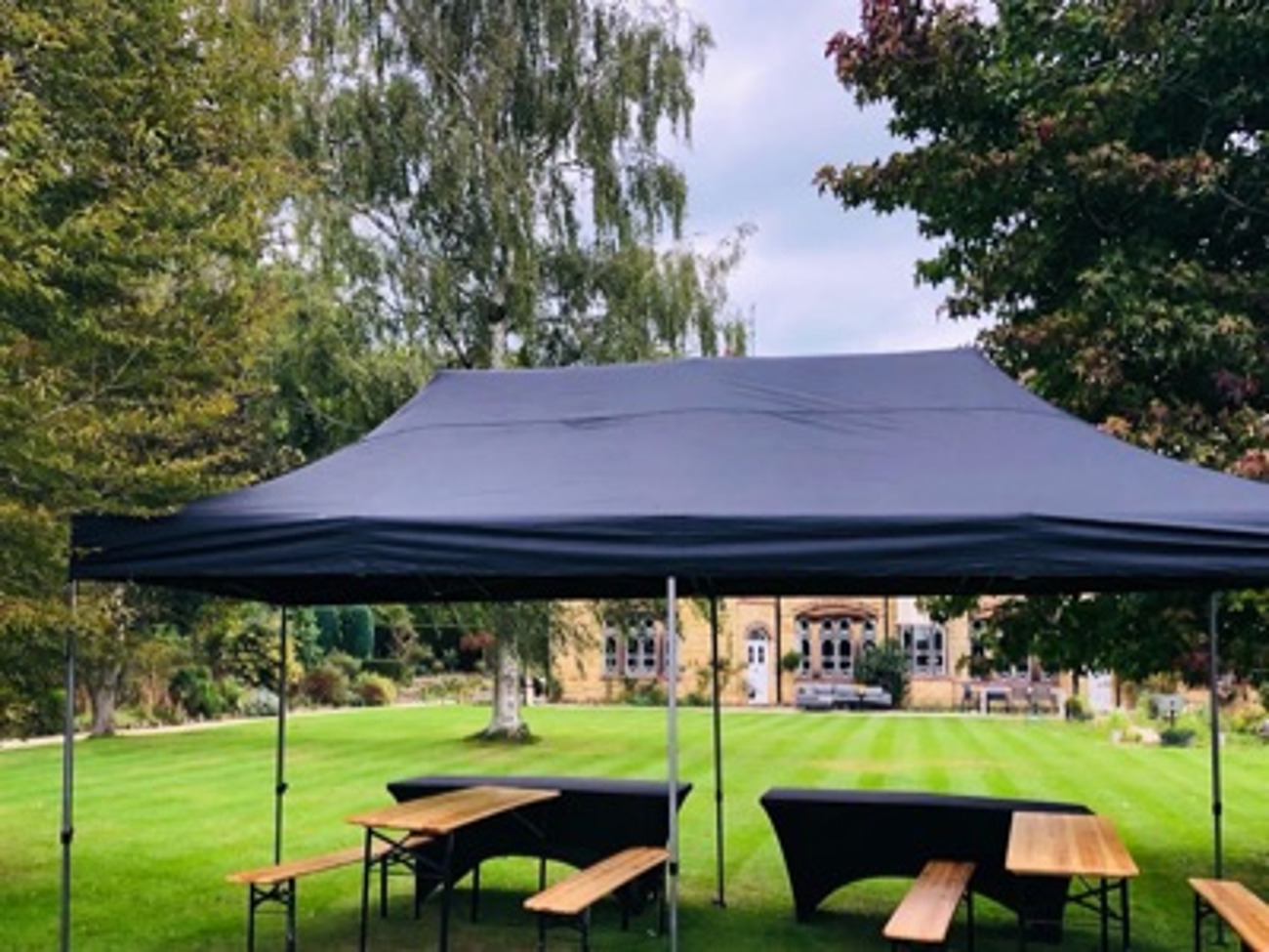 2 x black heavy duty pop-up gazebos 3m x 6m