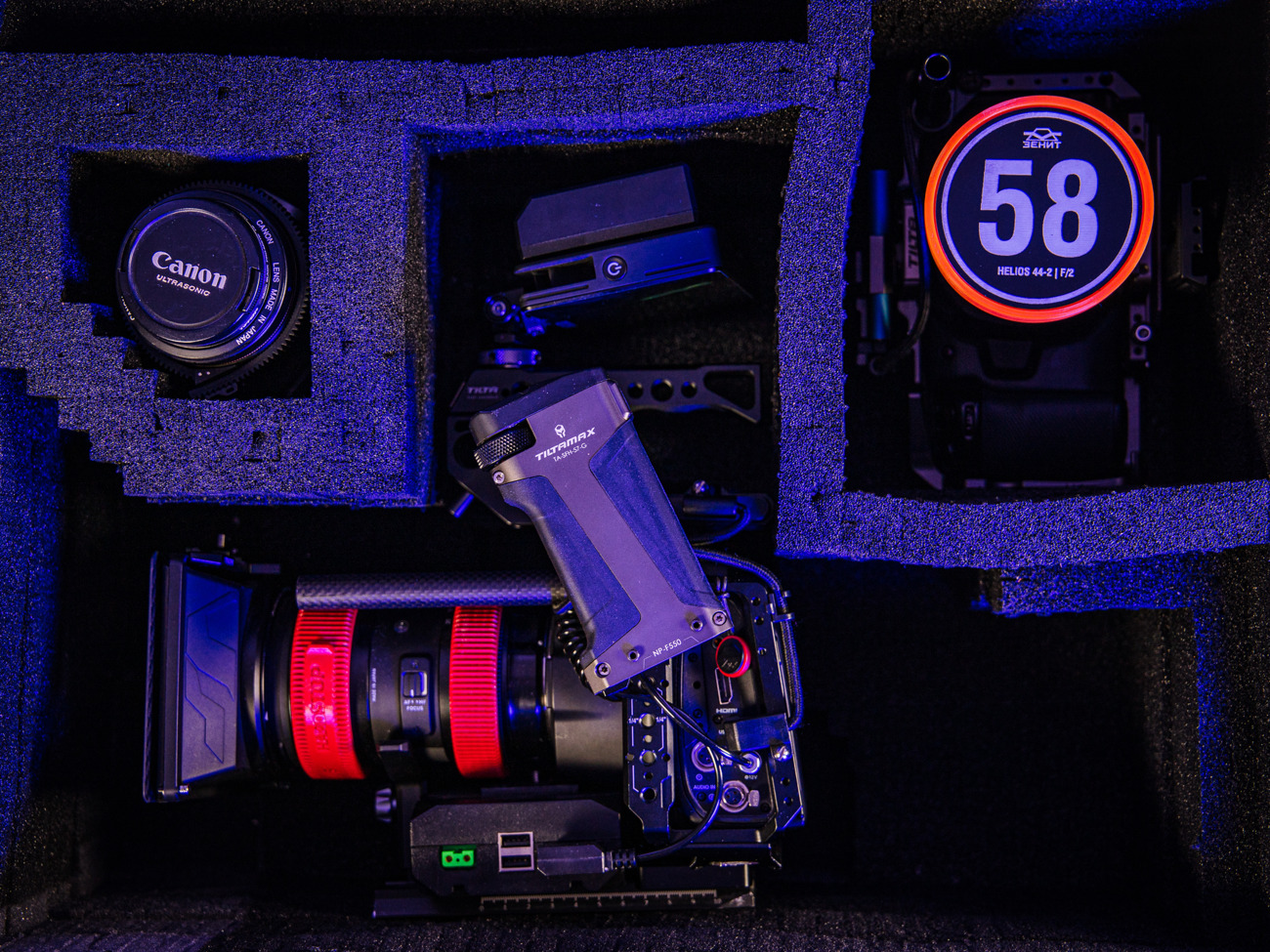 2 x blackmagic bmpcc cameras (x1 6k pro and x1 4k) double camera mega kit - one case