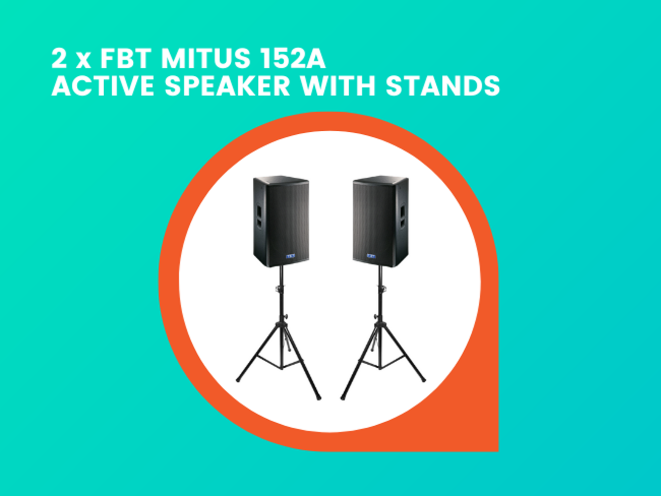 2 x fbt mitus 152a active speaker with speaker stands
