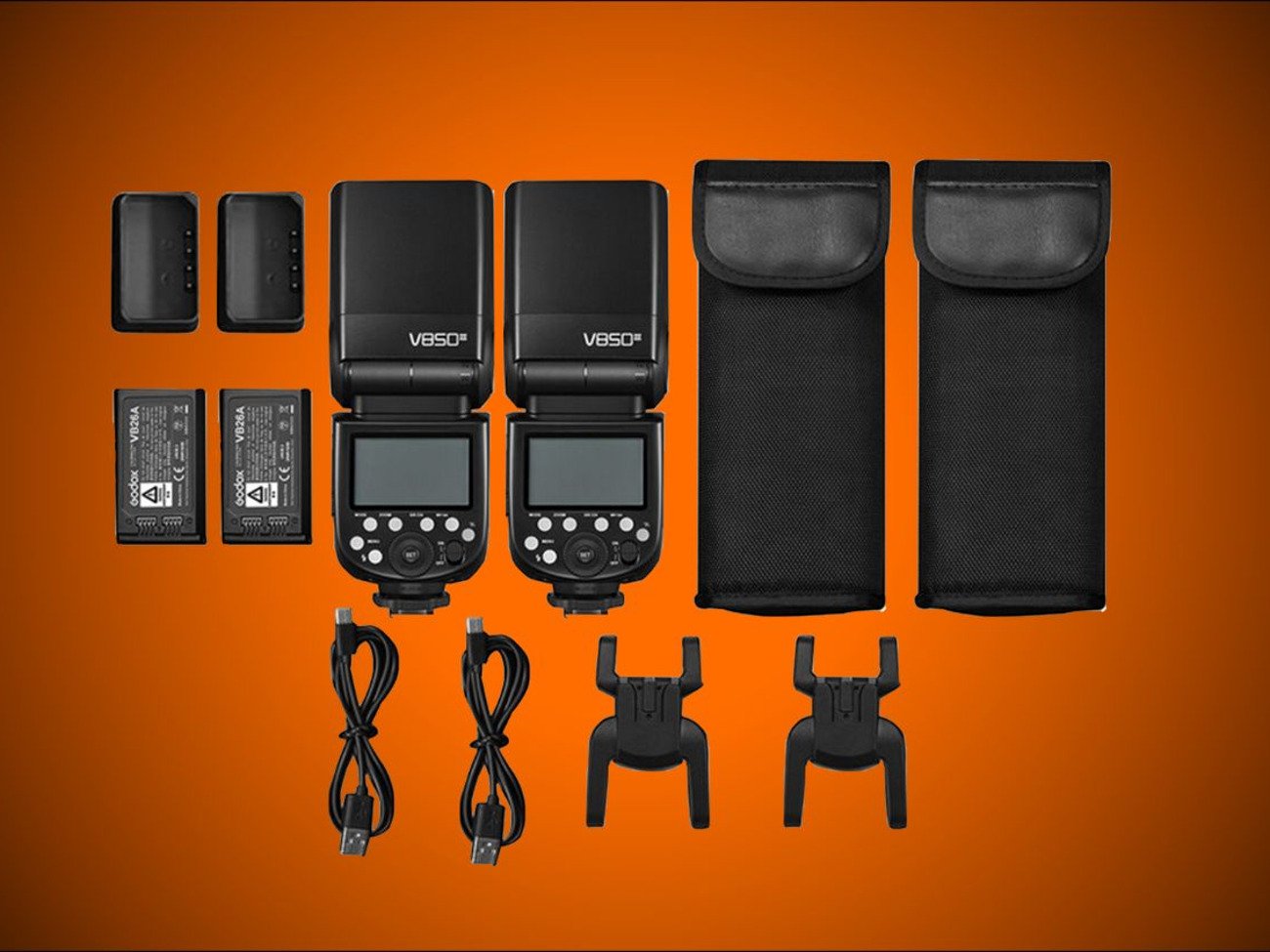 2 x godox v850iii li-ion flash