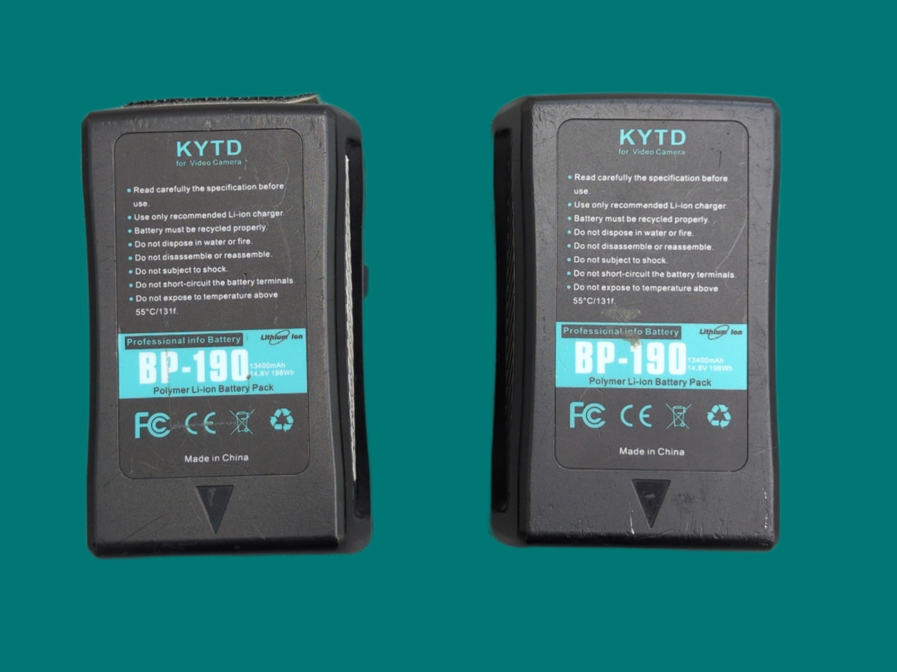 2 x kytd 190wh (13400mah 14.4v) vlock v lock mount battery 