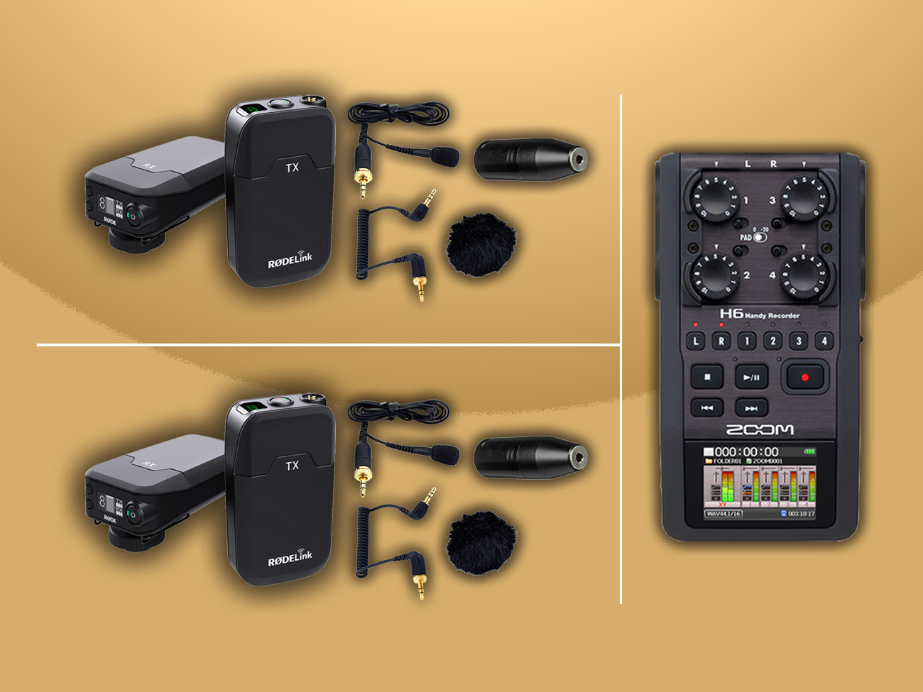 2 x radio lav mics - røde filmmaker lapel kits & zoom h6 kit