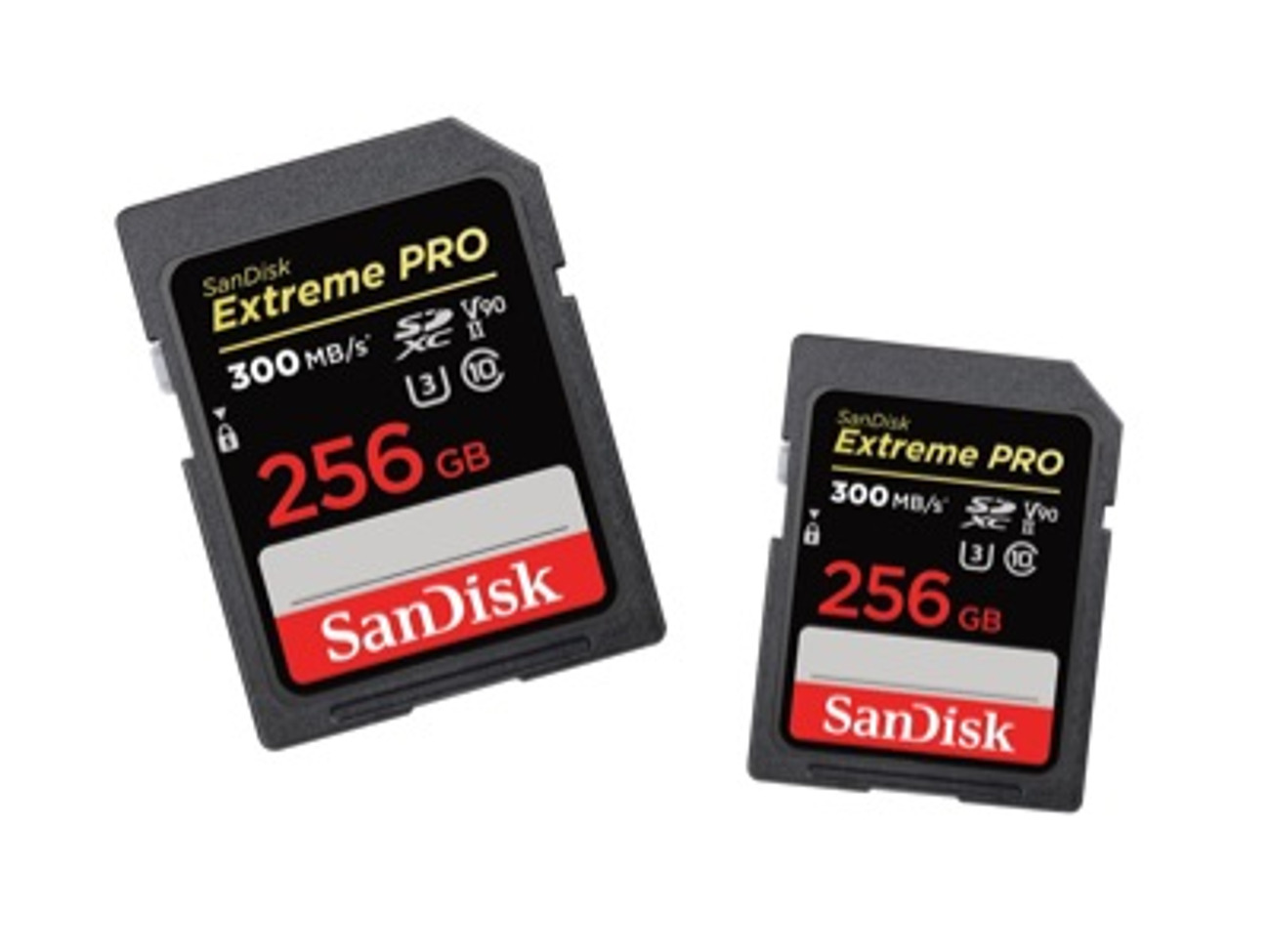 2 x sandisk extreme pro 256gb sdxc card 300mb/s, uhs-ii v90