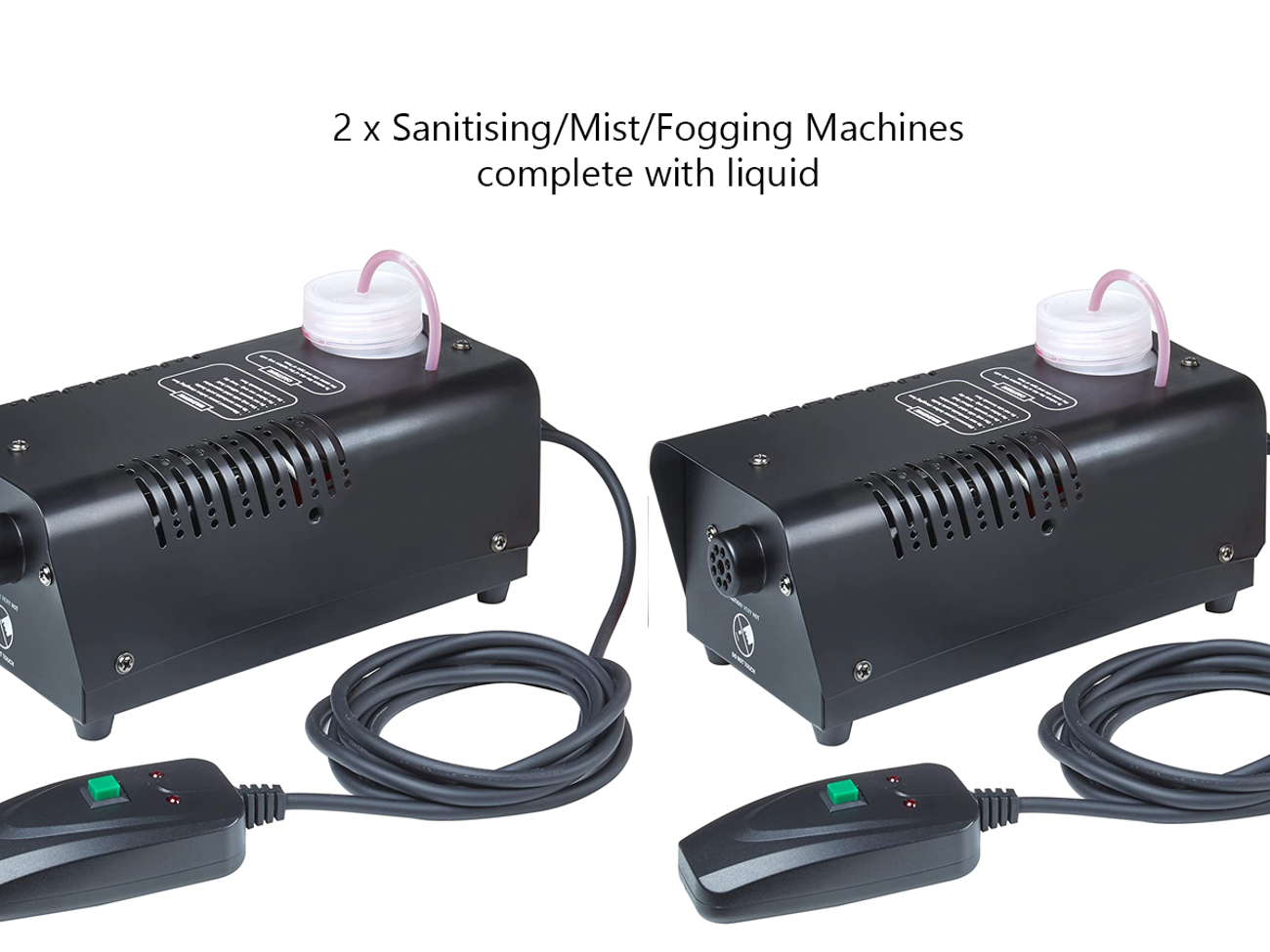 2 x sanitising / misting / fogging machines with liquid