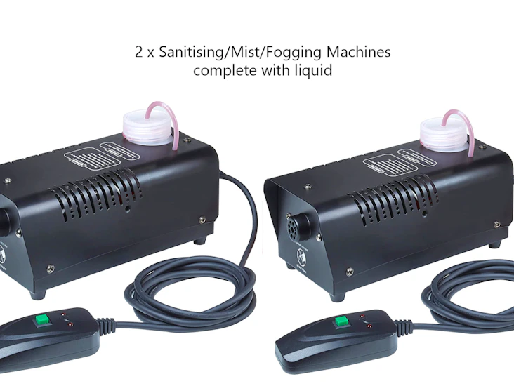 2 x sanitising / misting / fogging machines with liquid