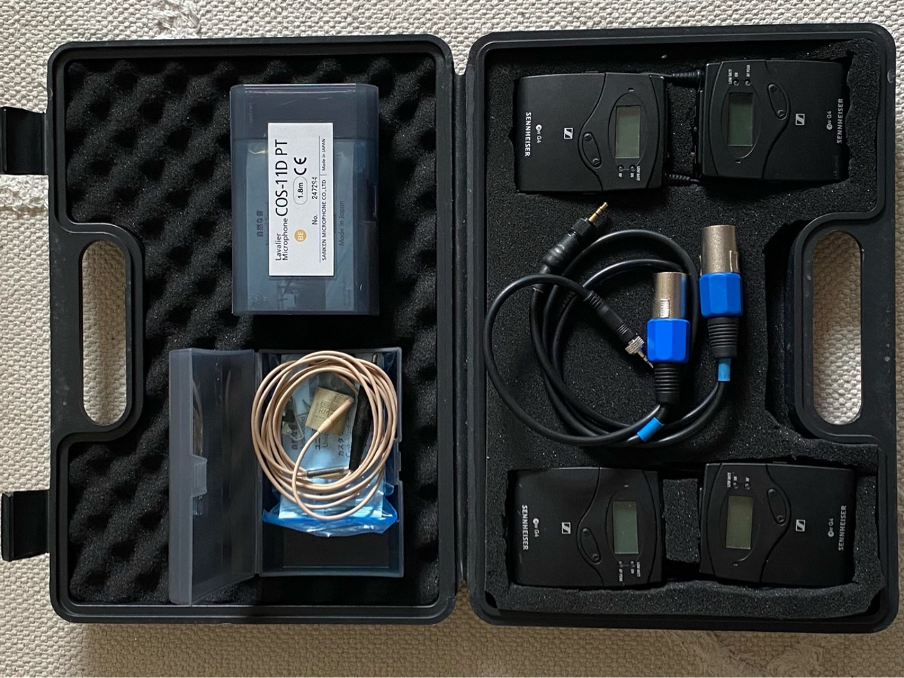2 x sennheiser g4 wireless lav + sanken cos11 mics