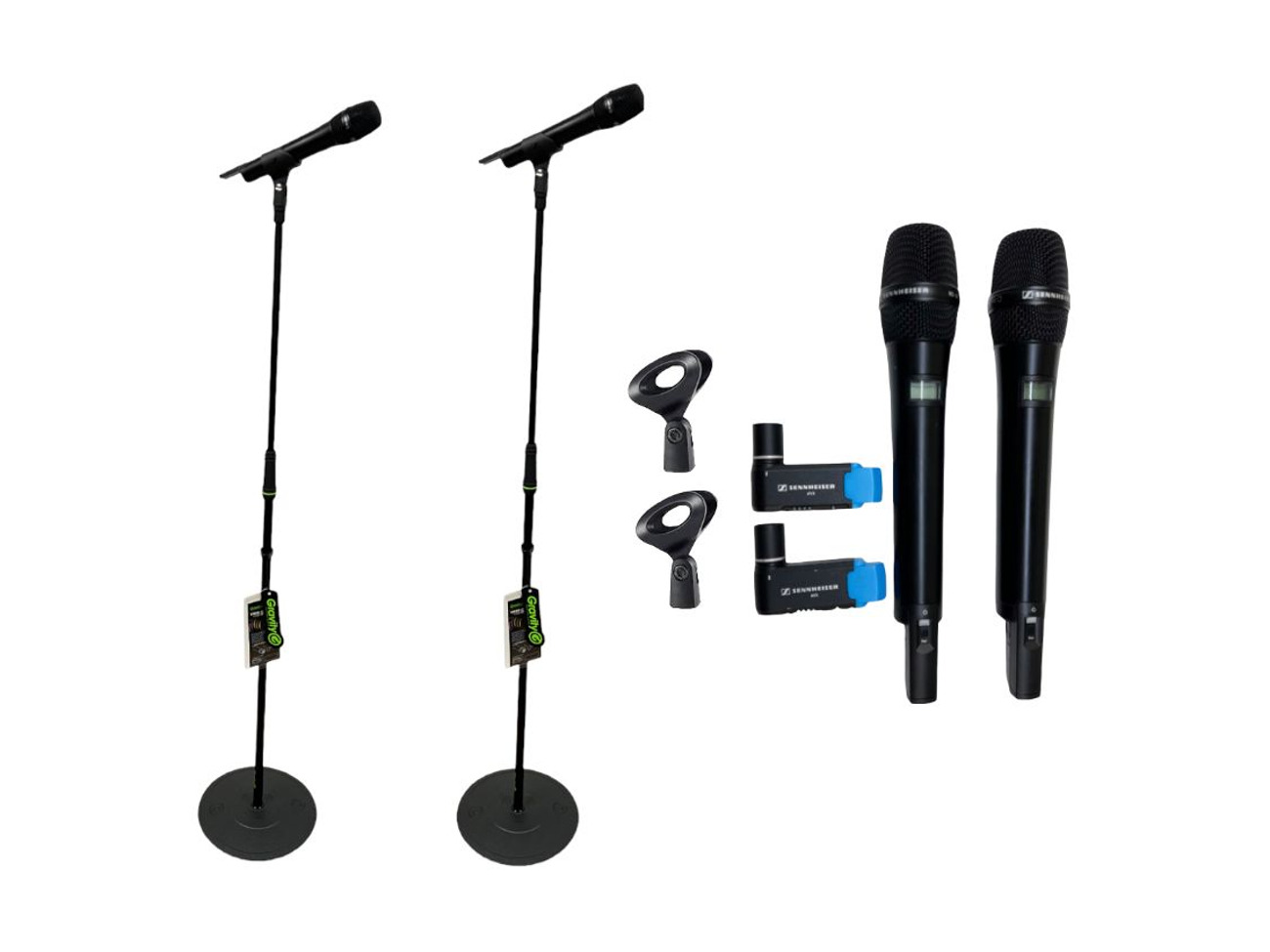 2 x sennheiser wireless microphone handheld xlr podcast avx mic