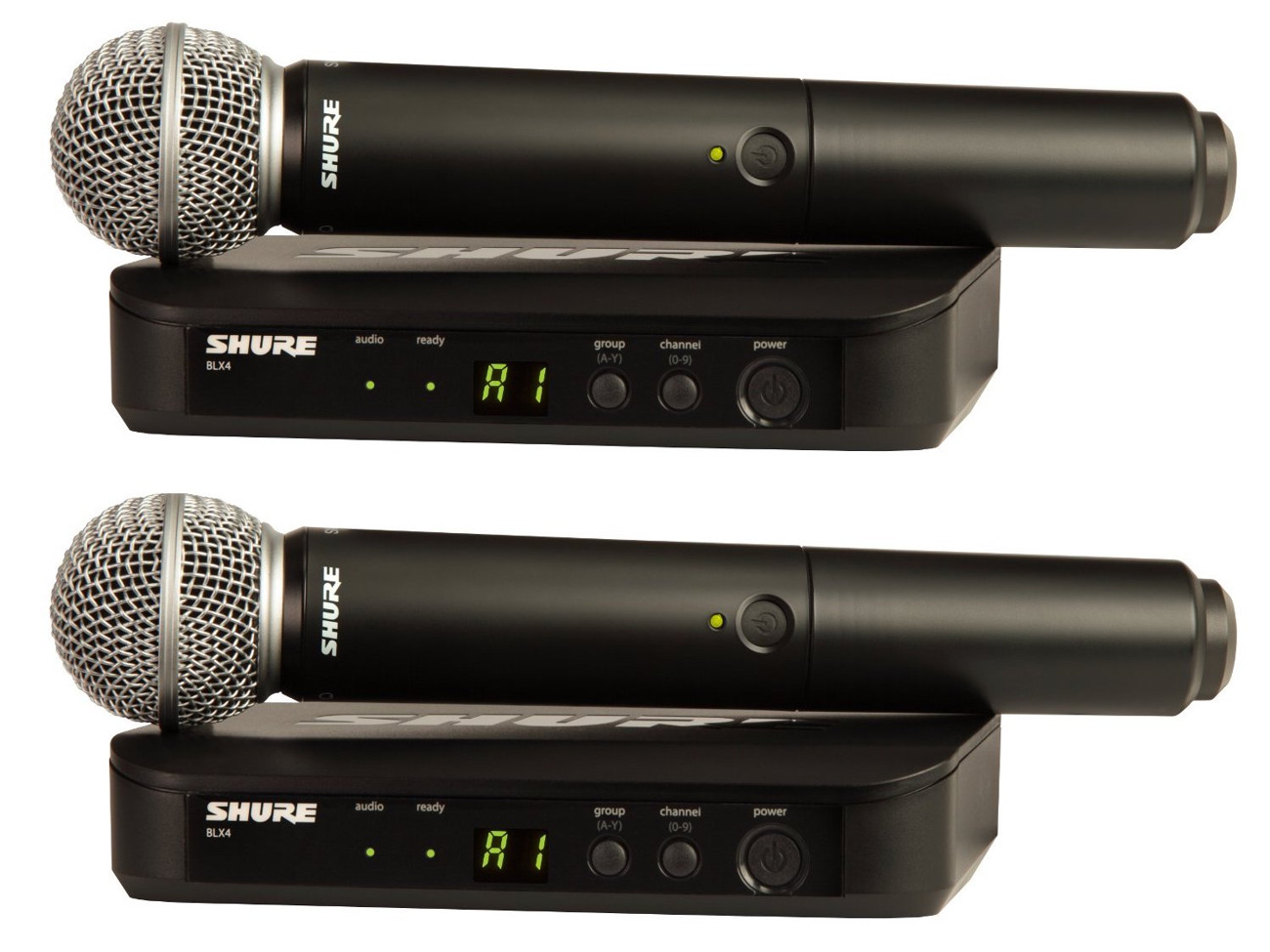 2 x shure blx24 wireless handheld set
