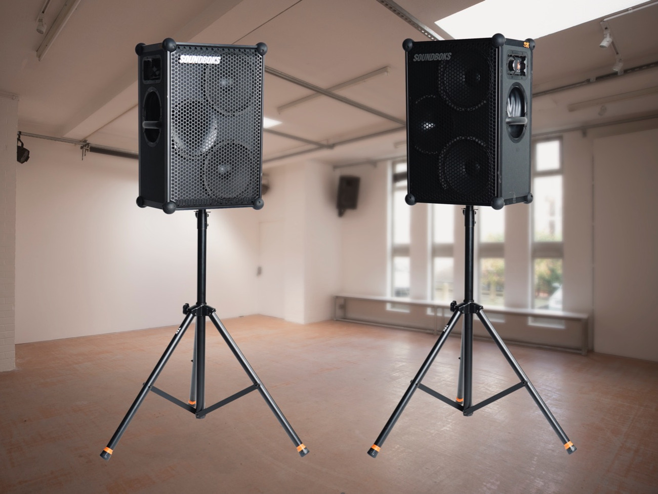 2 x soundboks battery powered pa speakers