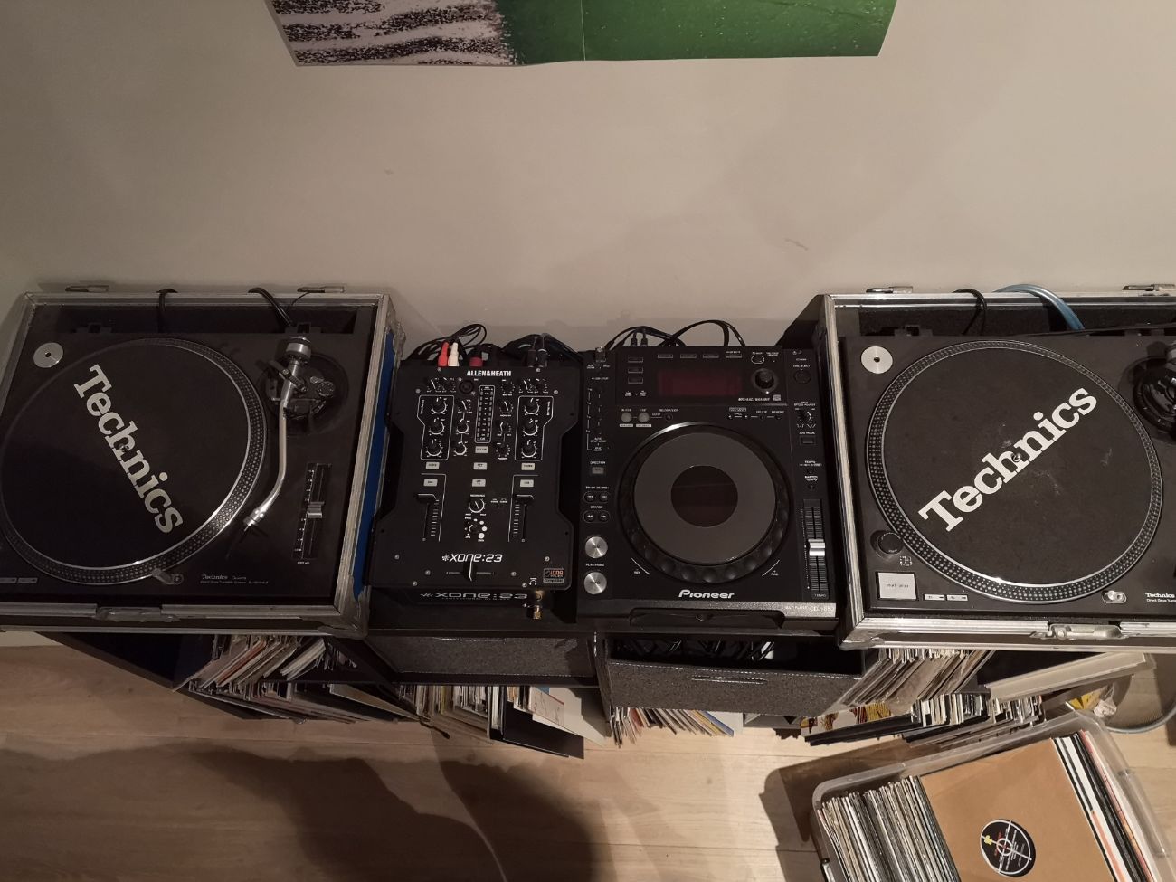 2 x technics + allen & heath xone 23 mixer 