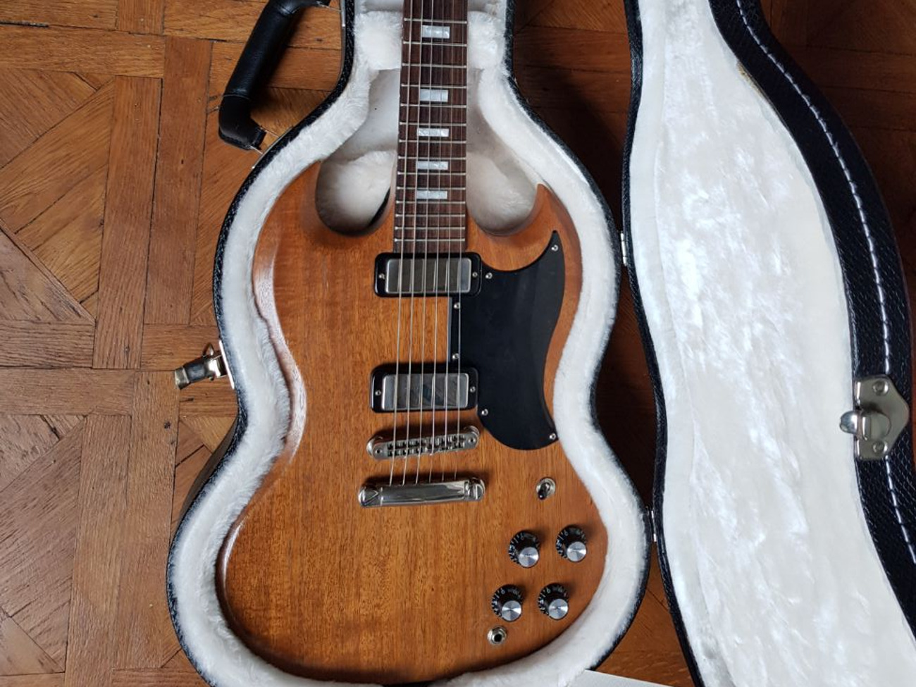 2018 gibson sg. very easy to play, has firebird humbuckers 