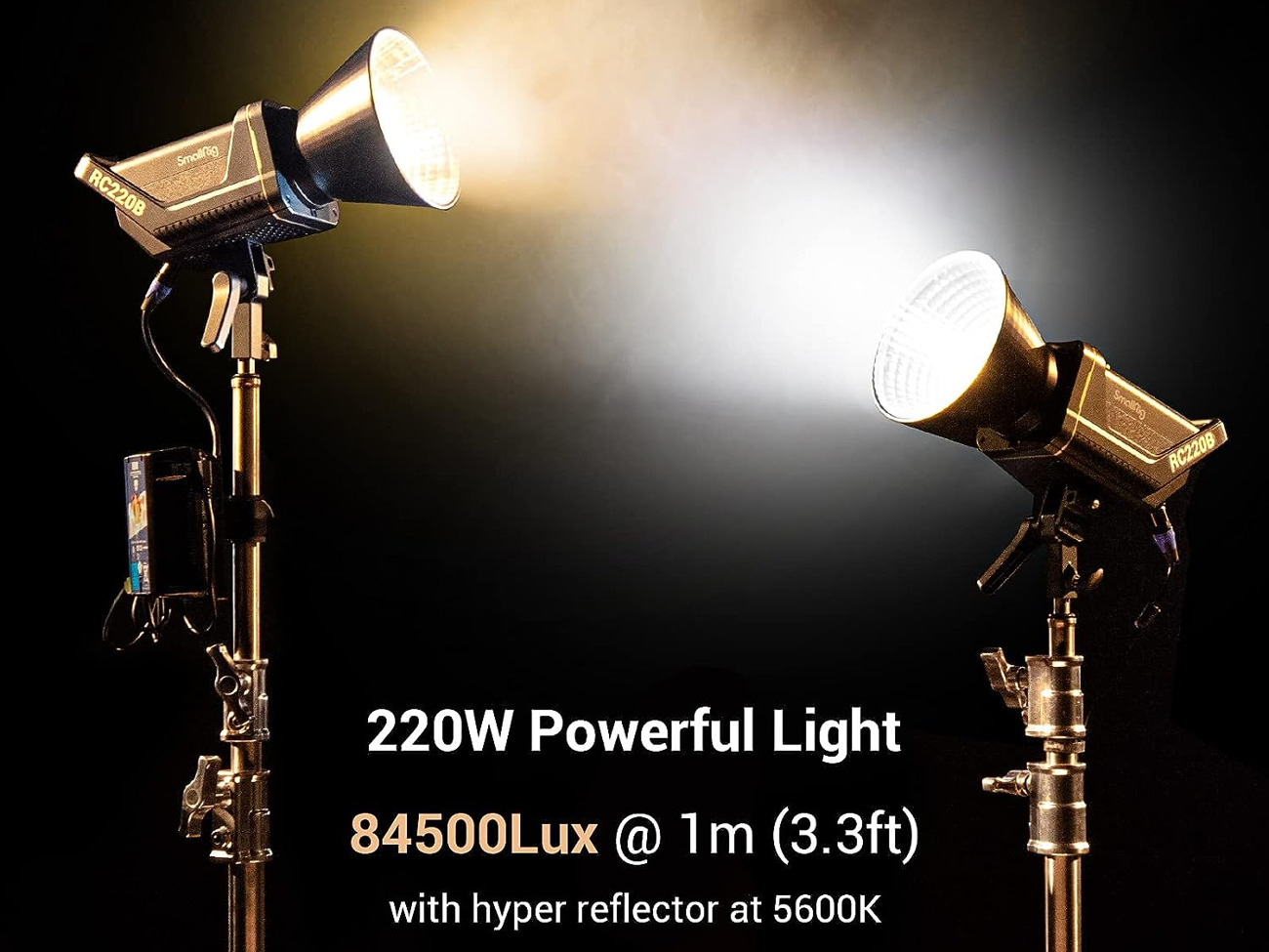 Light kit 2x 220w cob video lights + 4 99wh v-mount batteries + 2 stands
