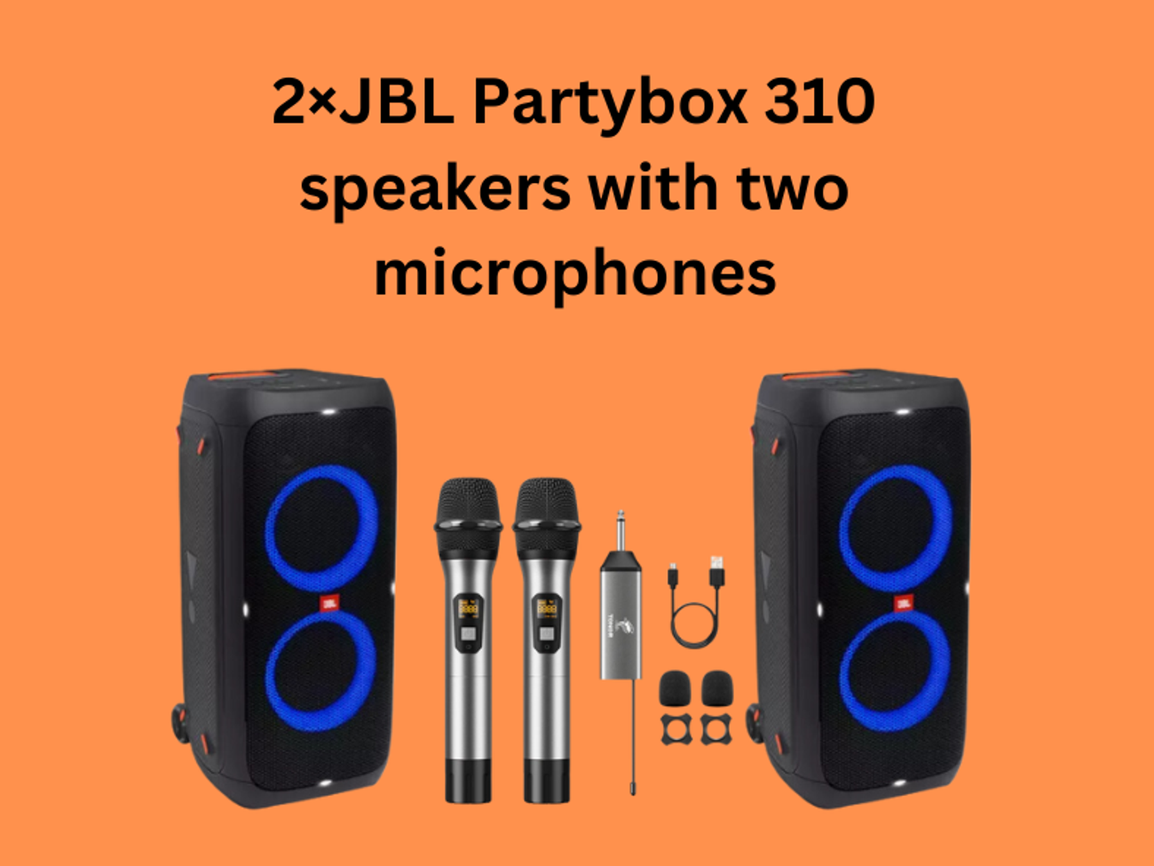 2×jbl partybox 310 speakers with two microphones (+£20 0ff*) (london)