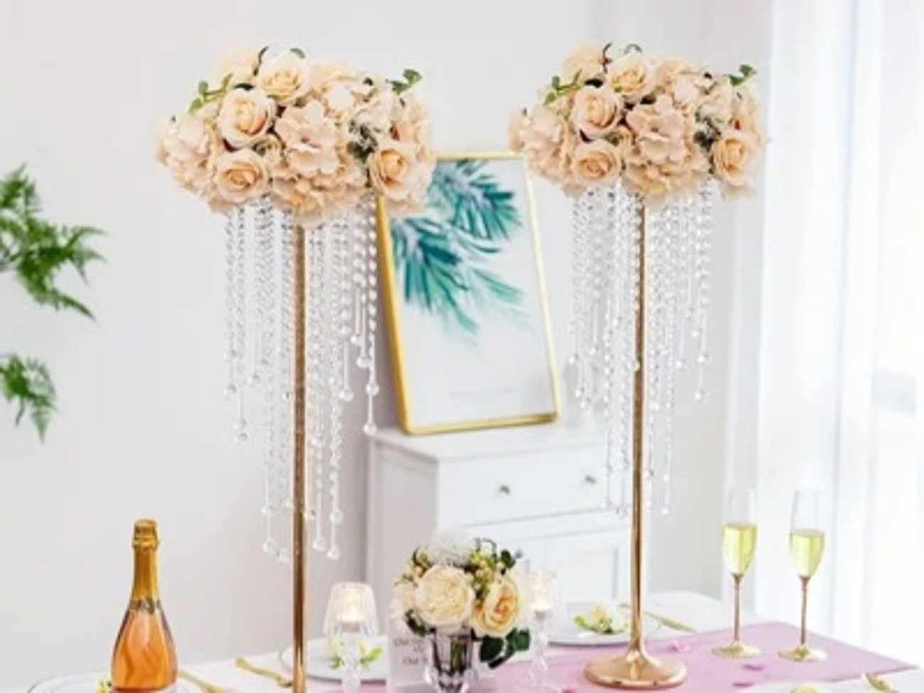 2pcs tall vases table centerpieces without flowers 