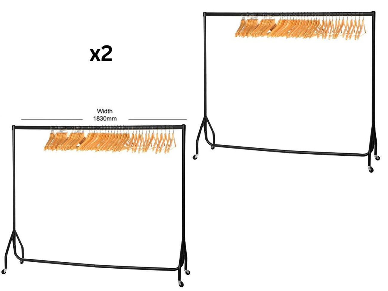 2x 6ft clothing rails + 40 hangers fashion/coat rack/clothes