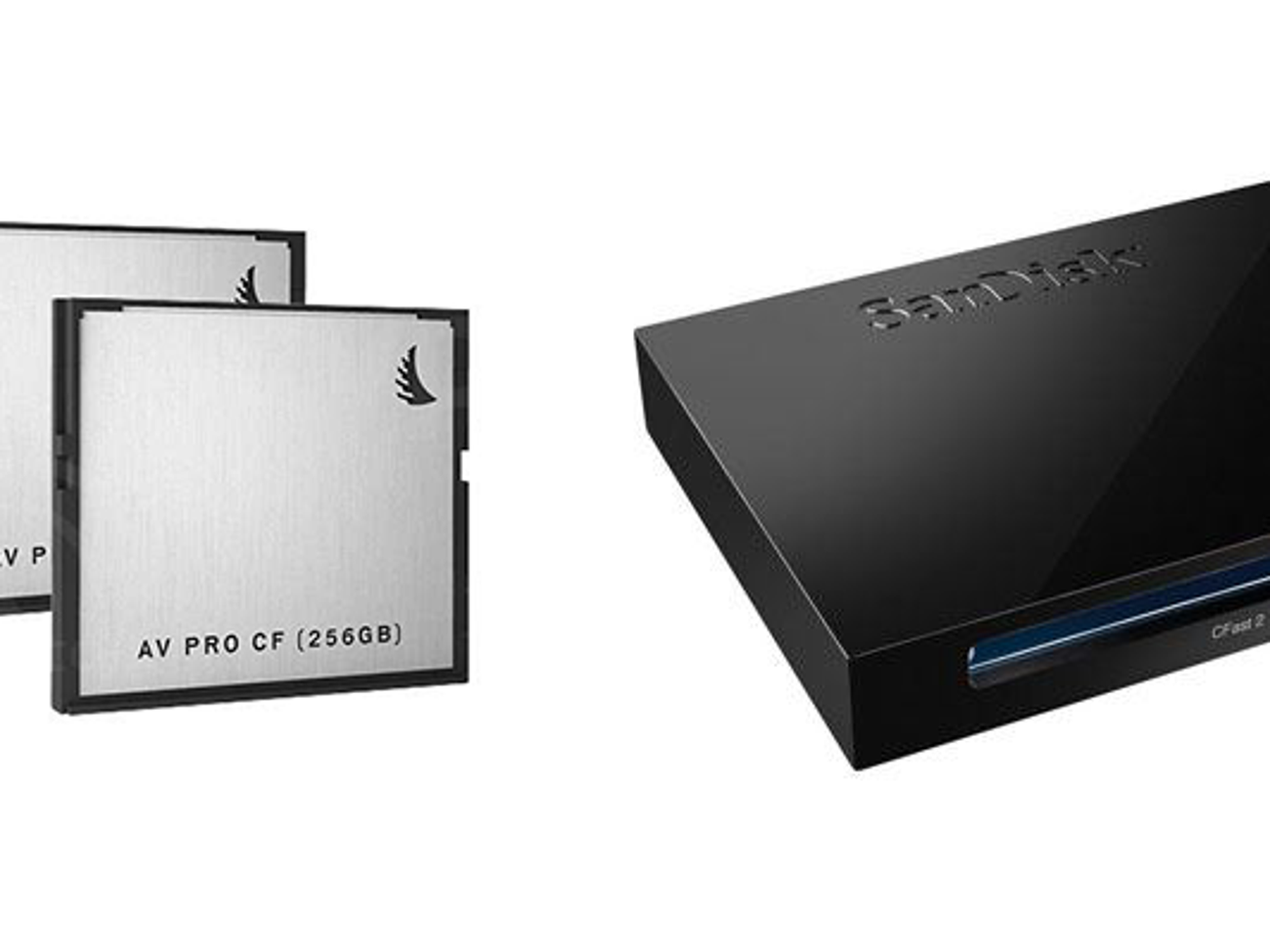 2x angelbird 256gb cfast 2.0 cards + sandisk cfast reader