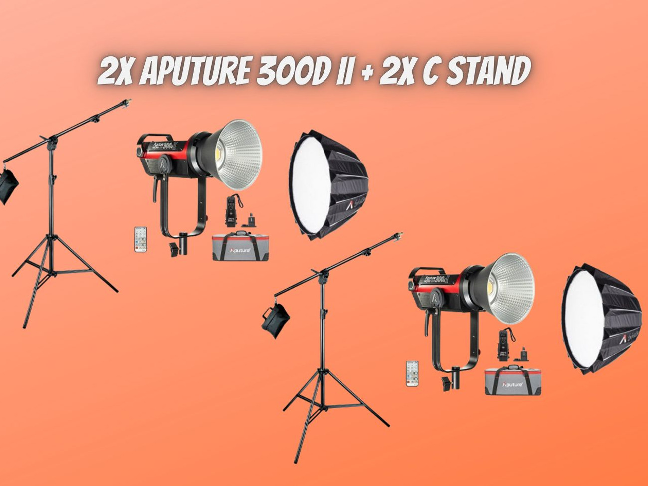 2x aputure 300d ii c stand + light dome ii