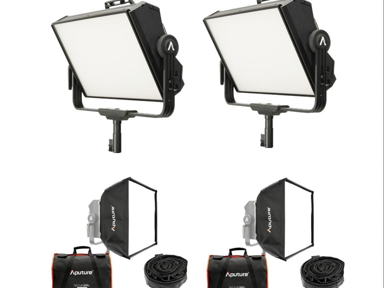 2x aputure nova p300c + soft box kit - brighton hire rental