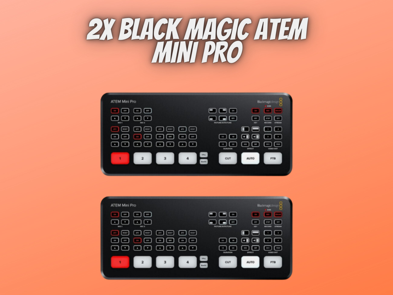 2x black magic atem mini pro 4k live production mixer
